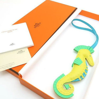 Hermes Ipo Bag Charm Seahorse Anyomilo Lime Vert Comic Blue Tech B Stamp