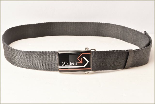 Prada Belt For Men And Women 2cn034 Nastro Nylon Canvas Grafitte Arancic Gray