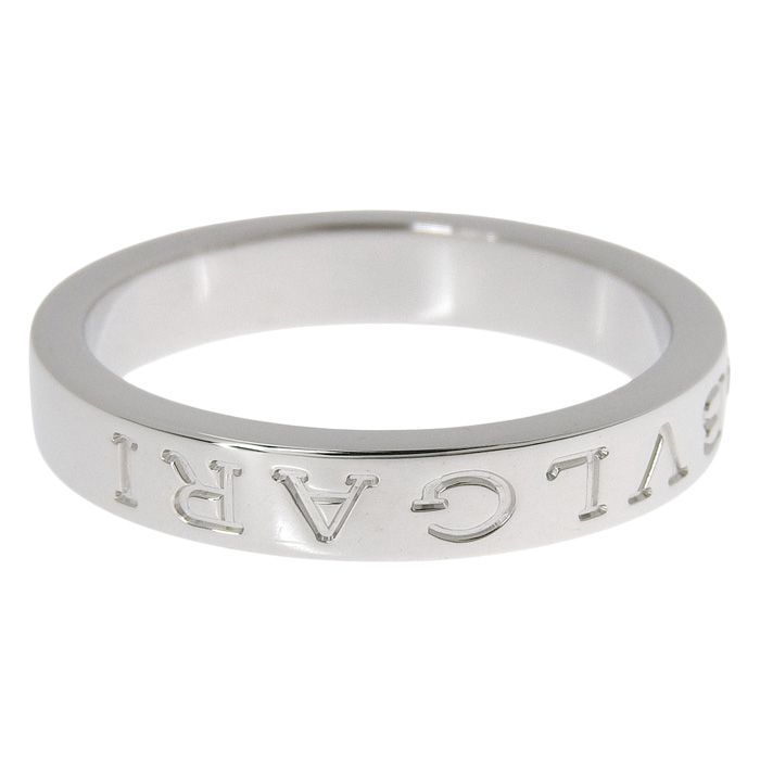 Bvlgari Double Logo Diamond Ring 18K White Gold 750 White Gold Diamond #21 Ring