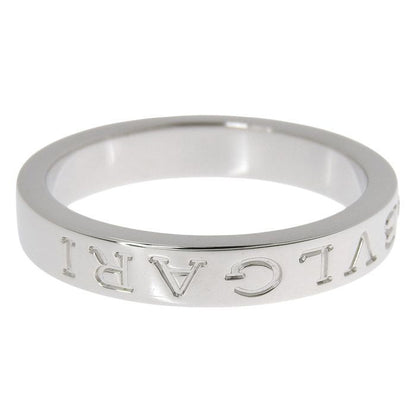 Bvlgari Double Logo Diamond Ring 18K White Gold 750 White Gold Diamond #21 Ring