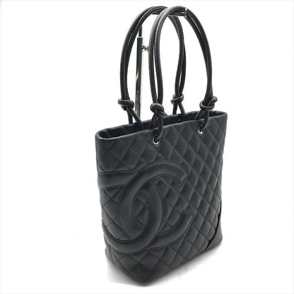 Chanel CC Logo Cambon Leather Tote Black
