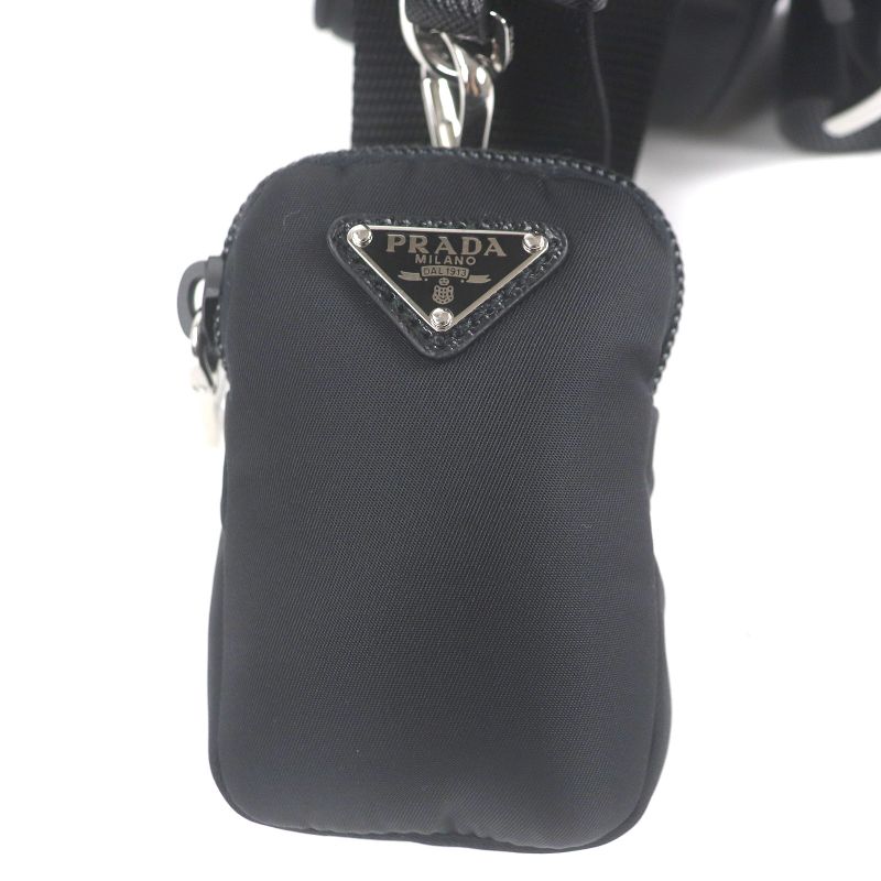 Prada 1bc167 Re-nylon Triangle Logo Triangle Plate Shoulder Bag With Pouch