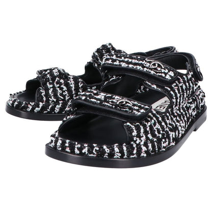 Chanel G35927 Coco Mark Tweed/leather Flats 36C