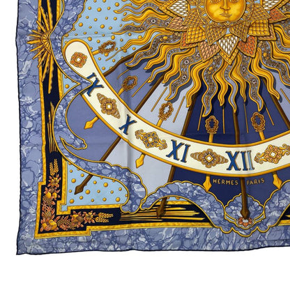 Hermes Scarf Silk Carre 90 Carpe DIEM Enjoy The Day Blue