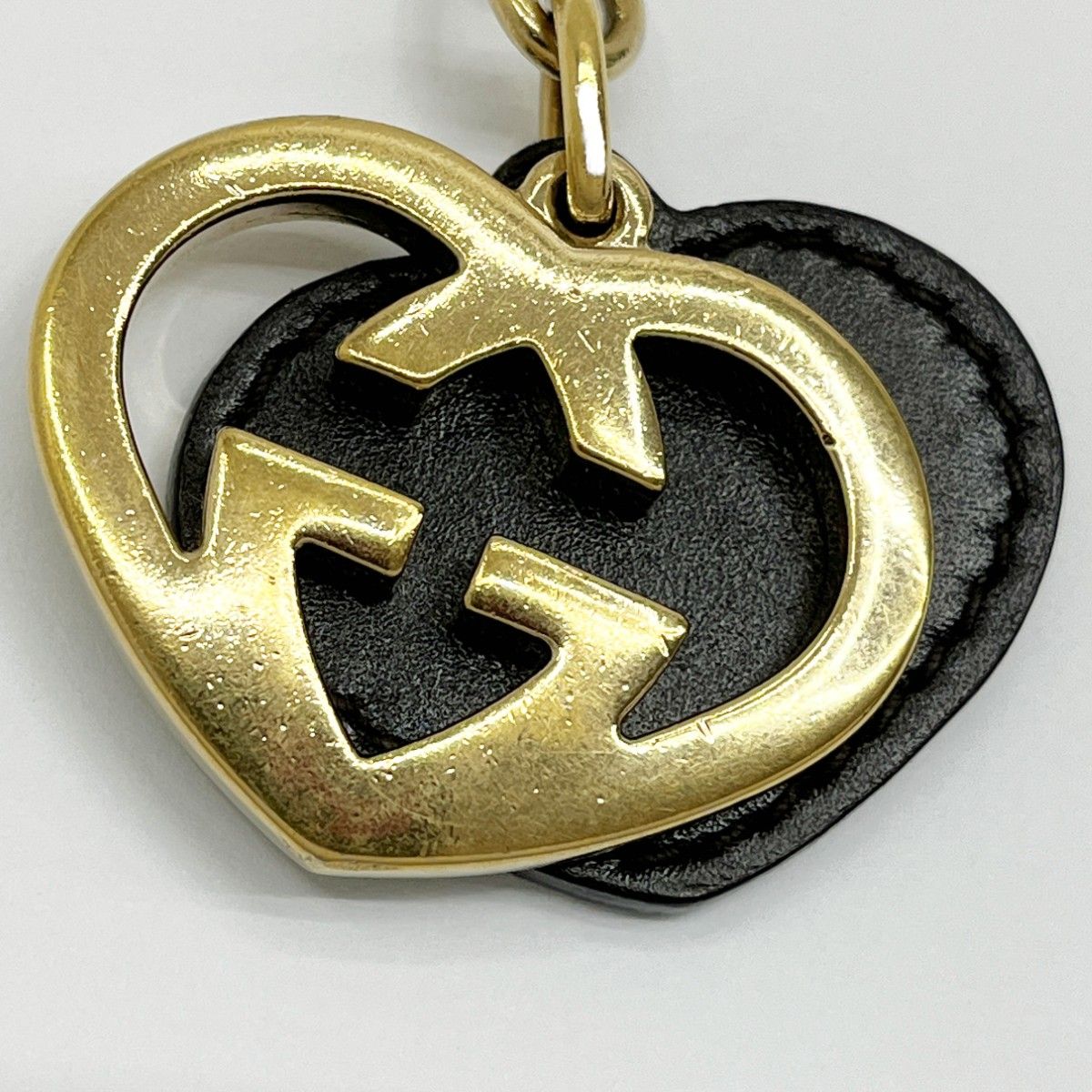 Gucci Key Holder Heart-Shaped Leather Gold X Brown