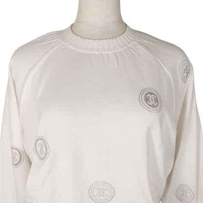 Chanel Coco Mark 01P P17664v00938 Cotton White Women's Sweater