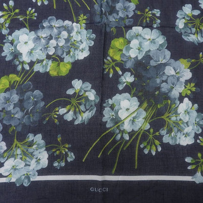 Super With Box Gucci 2016 Item Floral Silk Rayon Fringe Shawl Scarf Navy
