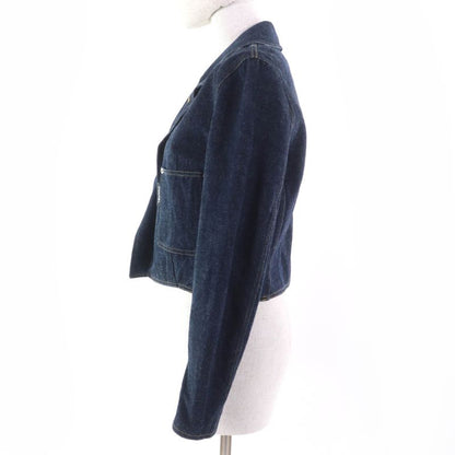 CHANEL Vintage 100% Cotton Denim Jacket Indigo Women's Approx Size M Equivalent