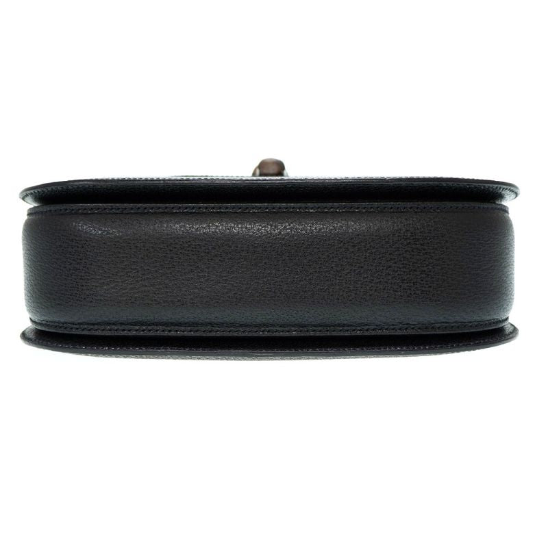 Gucci Bamboo Leather 2WAY Shoulder Hand Bag Black Gold Hardware With Shoulder