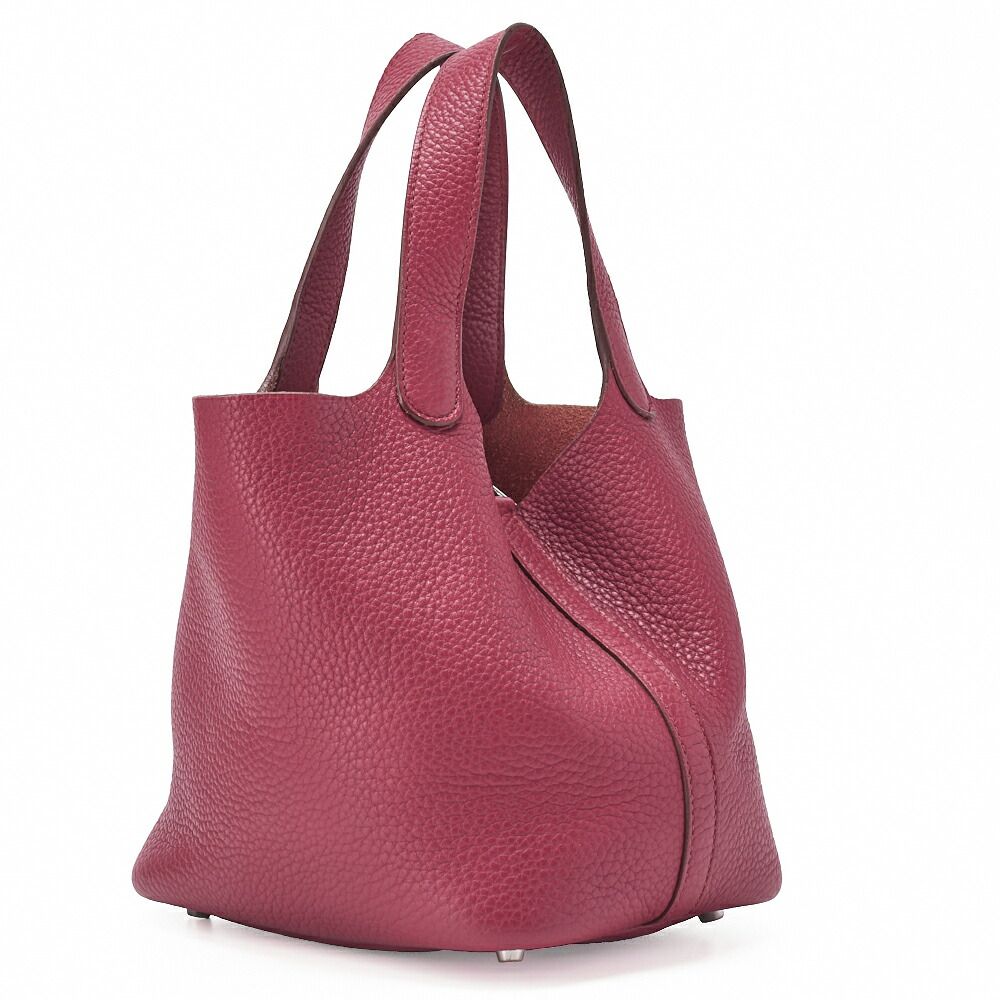 Hermes Picotin Lock PM Handbag Taurillon Clemence Rouge Casaque (silver