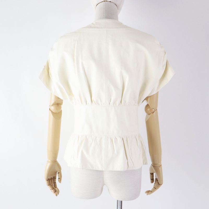 CHANEL P60304 LA Pausa Lambskin Short Sleeve Leather Jacket With Coco Buttons