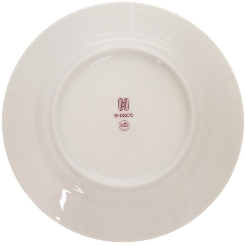 Hermes Dessert Plate (h-decor) Porcelain Red Porcelain Red Tableware 0473 Hermes