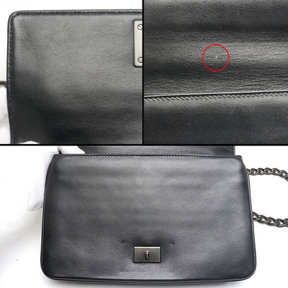 Prada Chain Shoulder Bag 1bd009 Black With Metal Punching