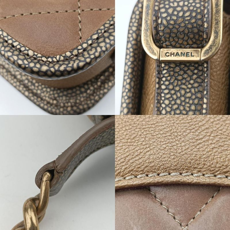 Chanel Back Toss School Mini Flap Gold Leather A67252 17089864