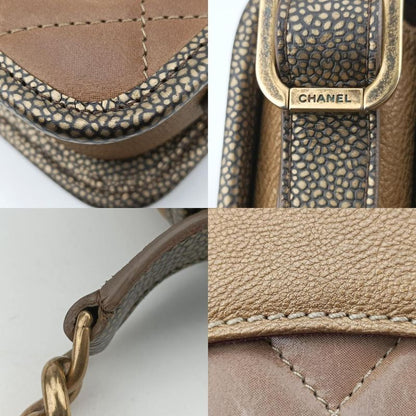 Chanel Back Toss School Mini Flap Gold Leather A67252 17089864