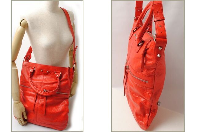 Balenciaga Tote Shoulder Bag Balenciaga Classic Red Silver Hardware 322951 D94j4