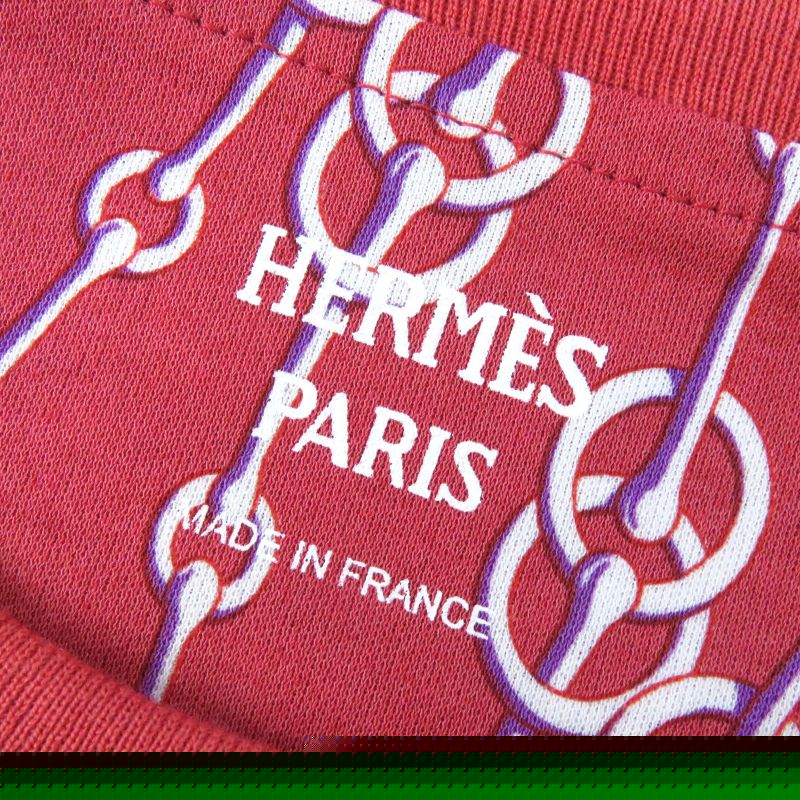 Hermes 22SS Cotton Allover Design Short-sleeved T-shirt Cut And Sewn Red 34