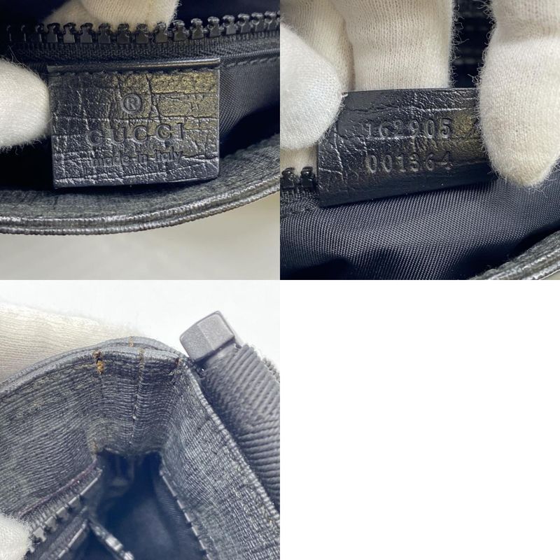 Gucci 162905 Shoulder Bag GG Supreme PVC Leather Black Ladies Men Fashion