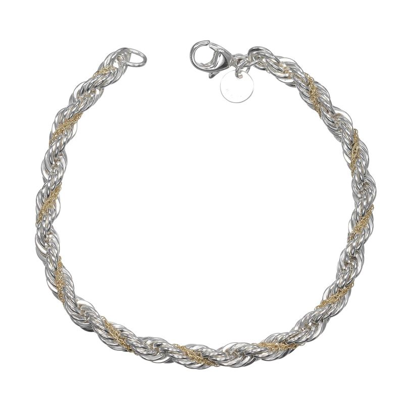 Tiffany & Co Twisted Silver 925 X 18K Yellow Gold Ladies 13.56g Bracelet