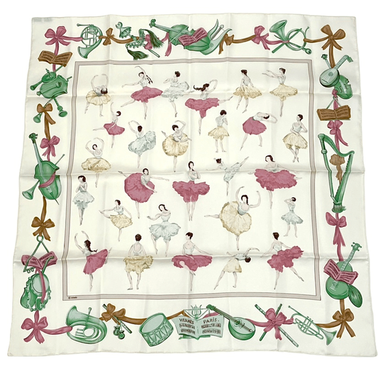 Hermes Carre 90 Silk Scarf La Danse La Danse Ballerina Beige