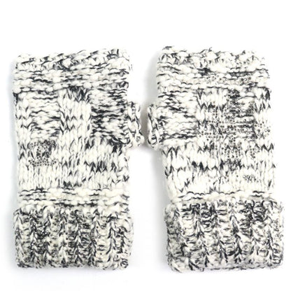 CHANEL P39194 Wool Cashmere Coco Rhinestone Knit Gloves Mittens