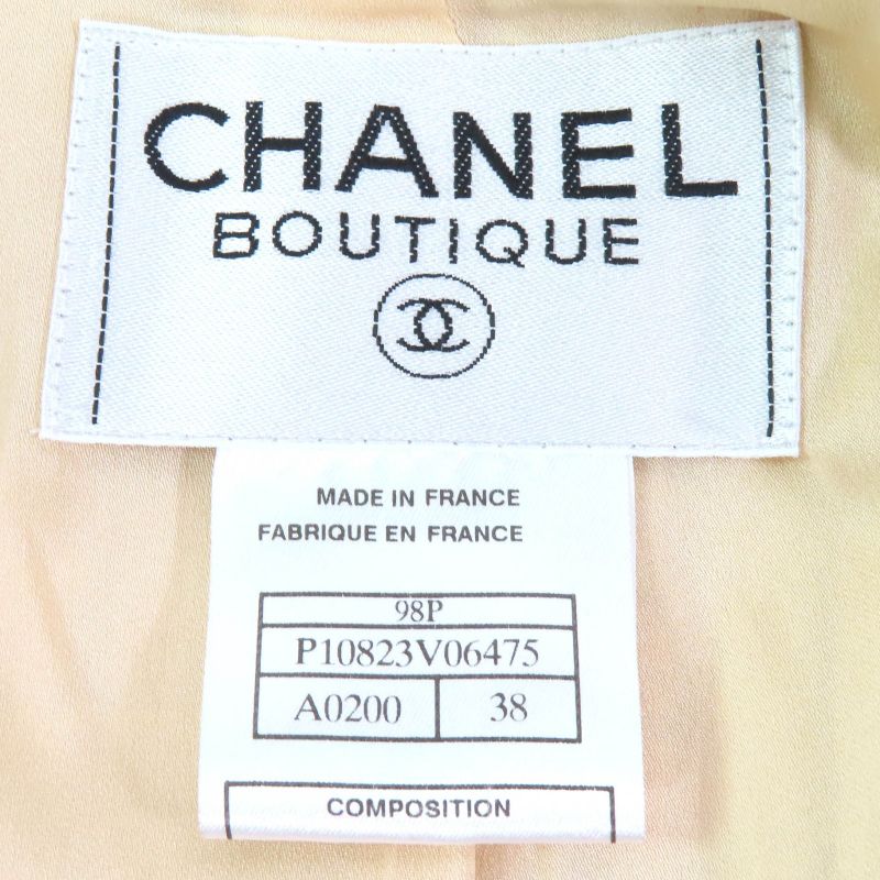 CHANEL Vintage 98P P10823 Coco Mark Button Checked Wool Tweed Tailored Jacket