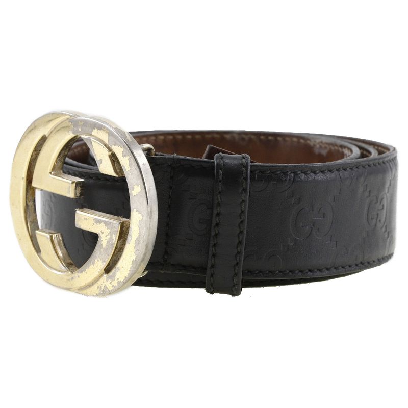 Gucci Interlocking GG 114876 Cima Leather Black Men's Belt