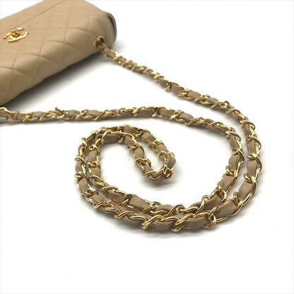Chanel CC Logo Mini Quilted Turnlock Shoulder Bag Beige