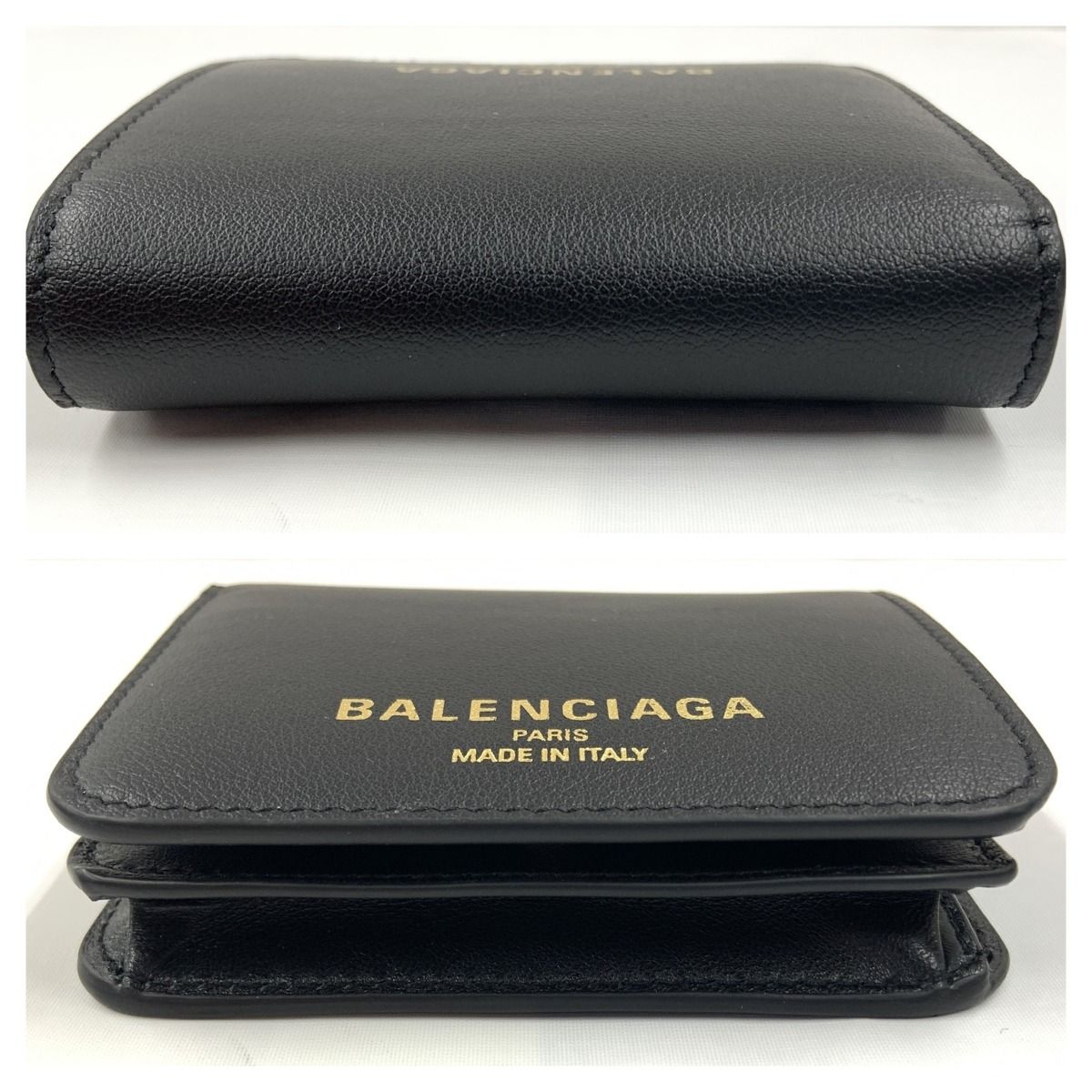 Balenciaga Cash 2.0 Coin & Card Holder Bifold Wallet with Flap Black