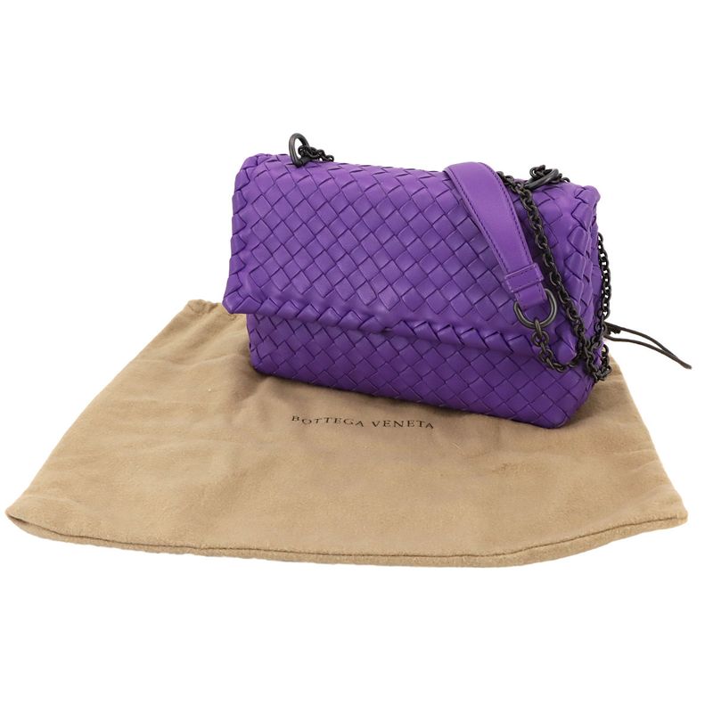 Bottega Veneta Intrecciato Chain Shoulder Bag Leather Purple Chain Shoulder Bag