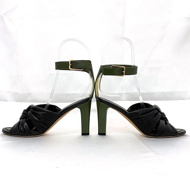Celine Heels Sandals Khaki Black Ec20708 Excellent Condition