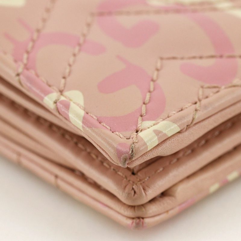 Gucci Compact Wallet GG Ghost Card Case 449421 Leather Pink Women's Bifold