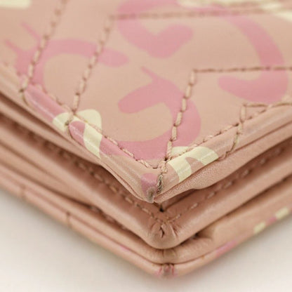 Gucci Compact Wallet GG Ghost Card Case 449421 Leather Pink Women's Bifold