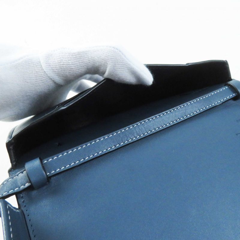 LOEWE Anagram Shape Pressed Heel Pouch/crossbody Leather Shoulder Bag Blue