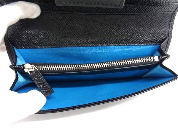 Bvlgari Leather Trifold Long Wallet Billfold Coin Purse Card Holder Black