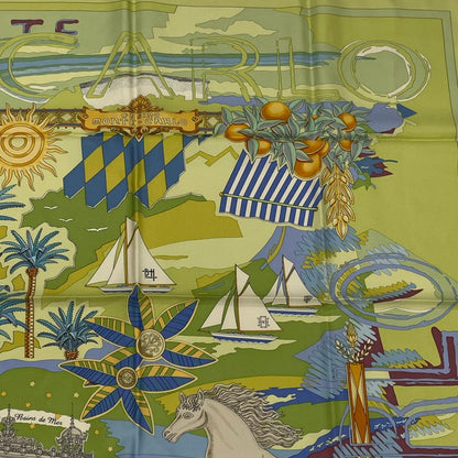 Hermes Carre 90 Silk Scarf Painter's Treasure Chest Monte Carlo Monte Carlo