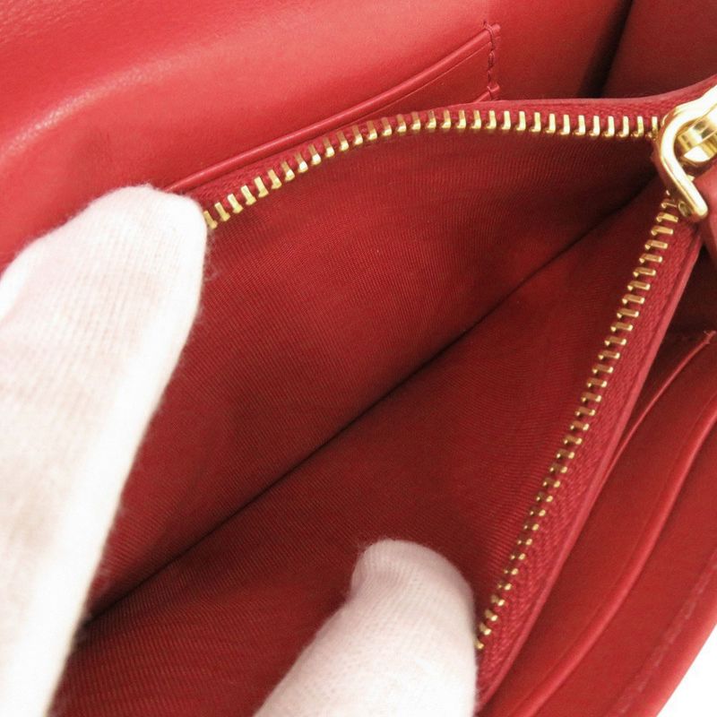 Prada 1m1437 Nylon Leather Red Shoulder Wallet Long Wallet Red 1800 Prada