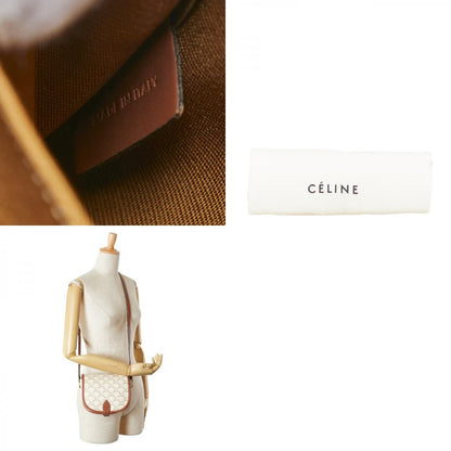 Celine Triomphe Crossbody Shoulder Bag White Brown PVC Leather Women's Celine