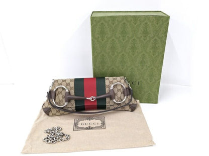 Gucci Shoulder Bag GG Canvas Horsebit Canvas Brown 764255