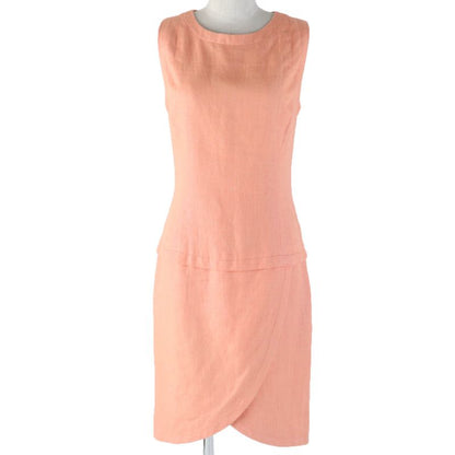 CHANEL Vintage 100% Linen Jacket And Dress Setup Ensemble Orange 36 Made In
