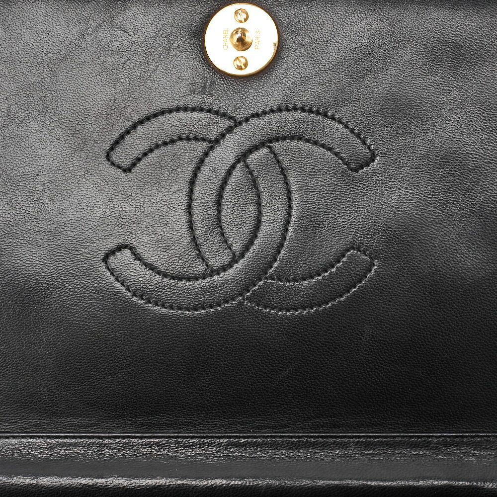 Chanel Chain Shoulder Bag Matelasse Push Lock Lambskin Black Gold Hardware