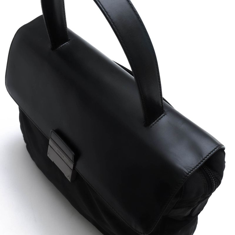 Prada Bags Handbags Bags Tote Women Women's Nylon Leather Genuine Black B7496