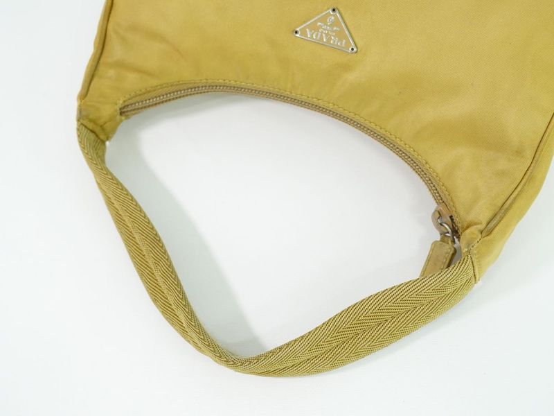 Authentic Prada Nylon Handbag Pouch Beige Bag Used [follow-up Discount