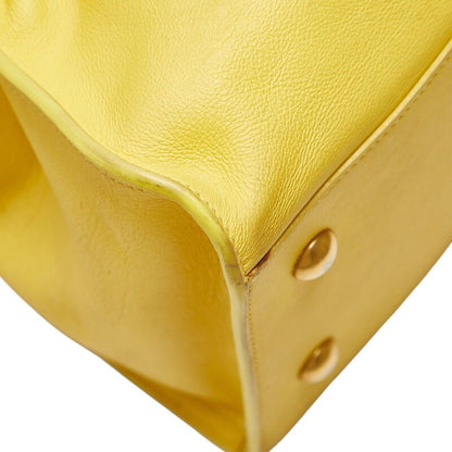 Saint Laurent Petit Cabas Y Line Handbag Shoulder Bag 2WAY Yellow Leather Women