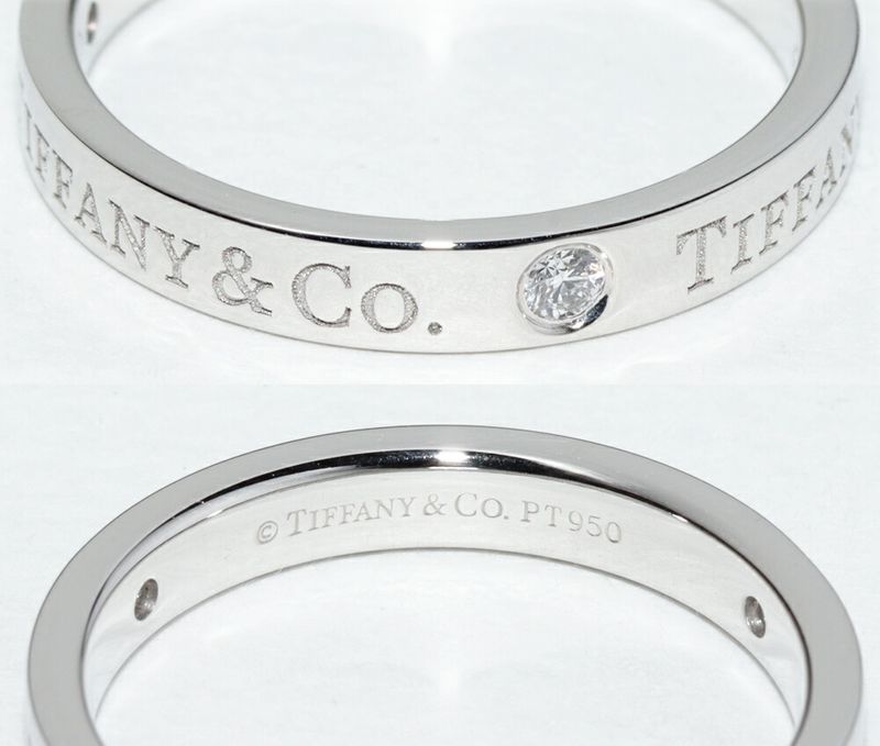 Tiffany & Co Ring Pt950 Diamond 3P (007ct) T&CO Band Ring With Flat Band Ring