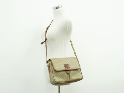 Authentic Celine Macadam Shoulder Bag Pochette PVC Beige Macadam Bag Pre-owned