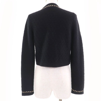 CHANEL P7524k10893 100% Cashmere Coco Mark Button Chain Design Knit Jacket