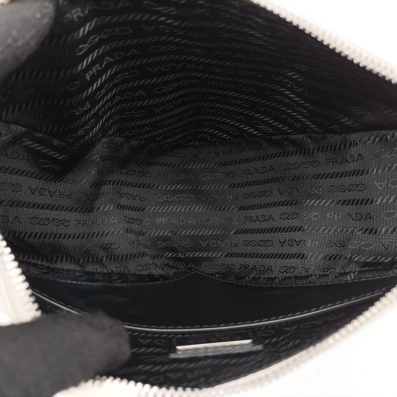 Prada Triangle Logo Plate White Saffiano Leather Handbag Shoulder Bag Tote Purse