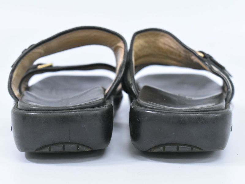 Authentic Louis Vuitton LV Monogram Comfort Sandals 36 Leather Canvas Black