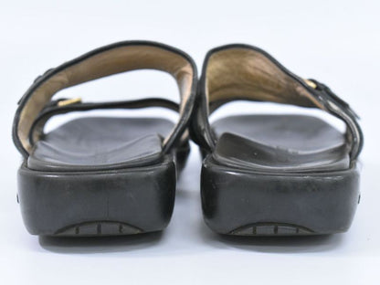 Authentic Louis Vuitton LV Monogram Comfort Sandals 36 Leather Canvas Black